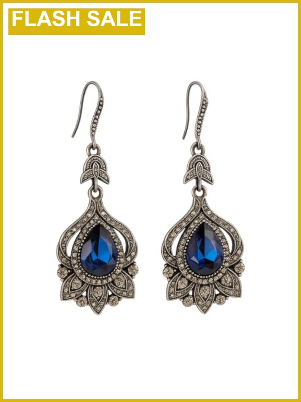 Victorian Art Deco Rhinestone Dangle Clip On Earrings Wedding